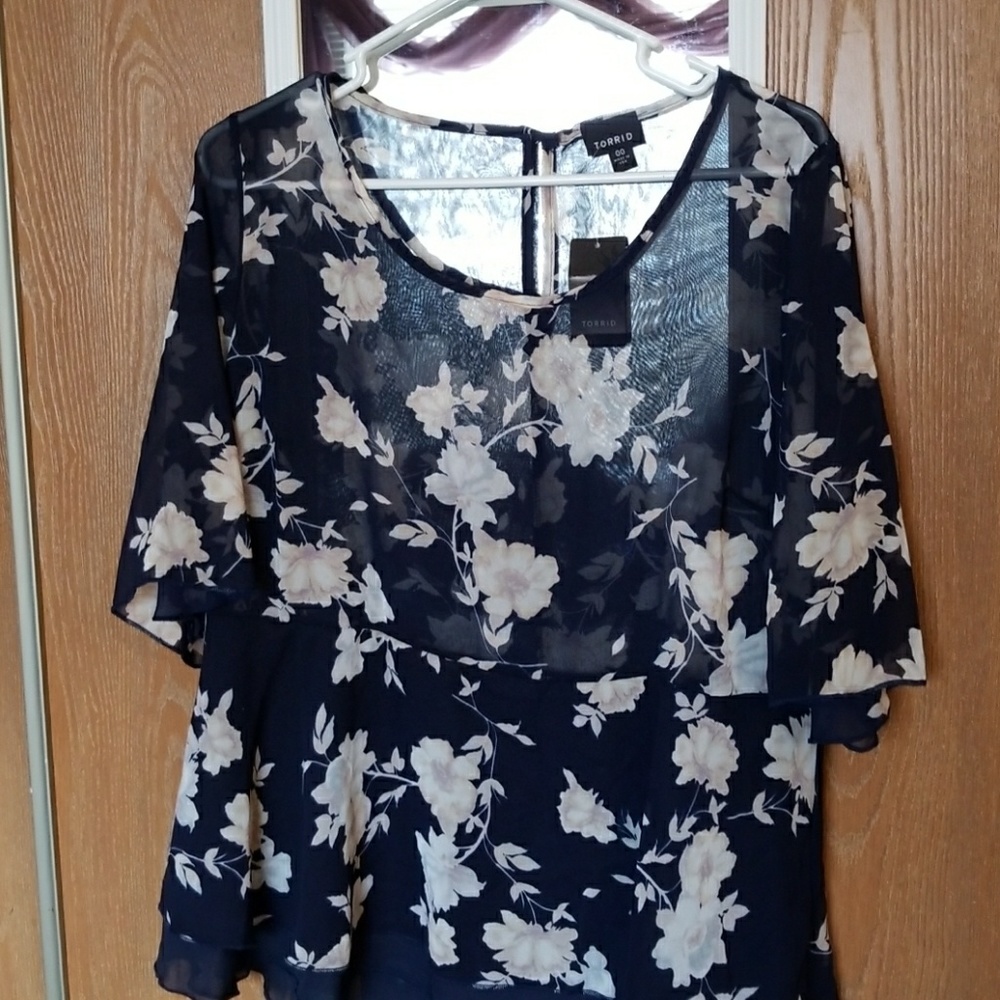 Torrid Sheer Floral Peplum Top, SIZE 00